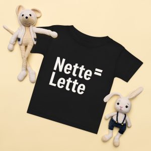 Melns Nette Lette T-kreks bērniem ar baltu logo