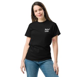Melns Nette Lette unisex t-krekls